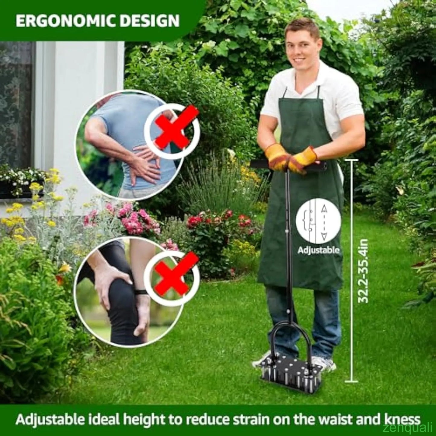 Aerator Lawn Tool, Automatic Dirt and Leaf Clean Design