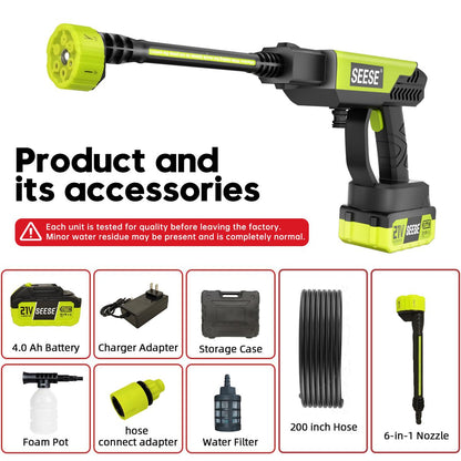 Cordless Pressure Washer with Charger Base, Portable Bottle Power Washer for Car, Home & Garden