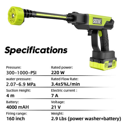 Cordless Pressure Washer with Charger Base, Portable Bottle Power Washer for Car, Home & Garden