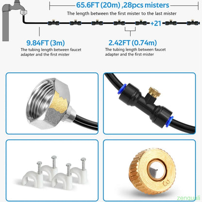Misting Cooling System, Outdoor Mister for Patio Cooling, Garden Greenhouse Watering