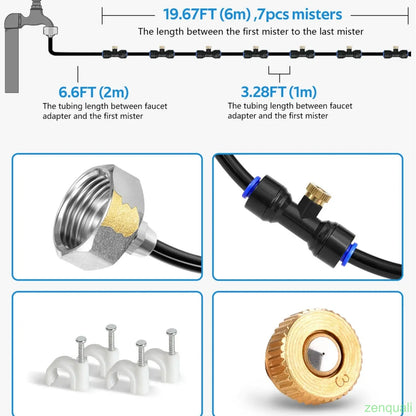 Misting Cooling System, Outdoor Mister for Patio Cooling, Garden Greenhouse Watering