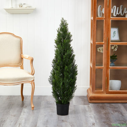 Nearly Natural 4ft Faux Cedar Tree with Nursery Planter
