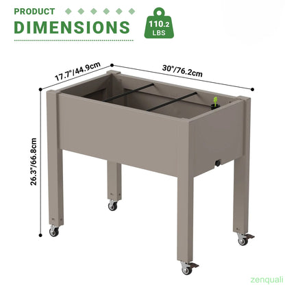 [4 Universal Casters] 61.2"H Freestanding Garden Trellis & Horticulture Planter Box with Drainage Holes
