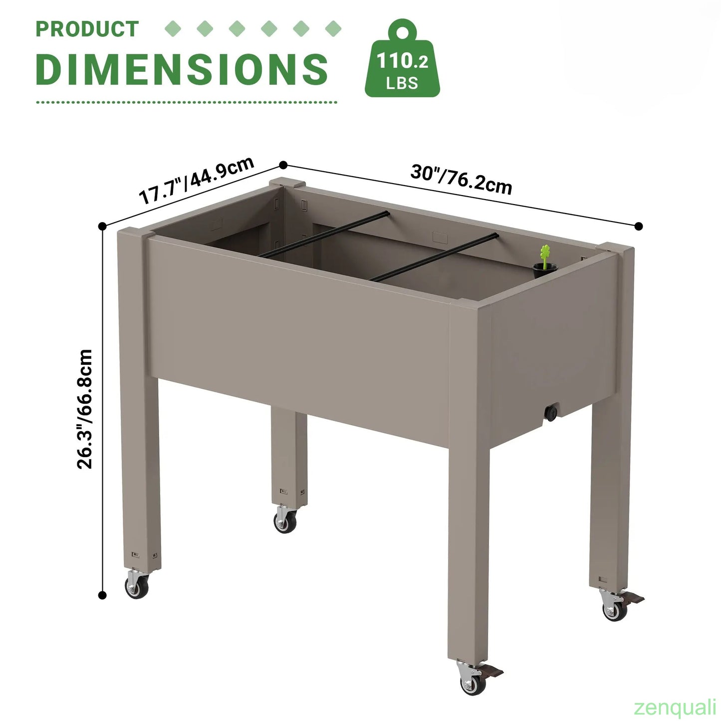 [4 Universal Casters] 61.2"H Freestanding Garden Trellis & Horticulture Planter Box with Drainage Holes