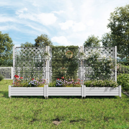 [4 Universal Casters] 61.2"H Freestanding Garden Trellis & Horticulture Planter Box with Drainage Holes